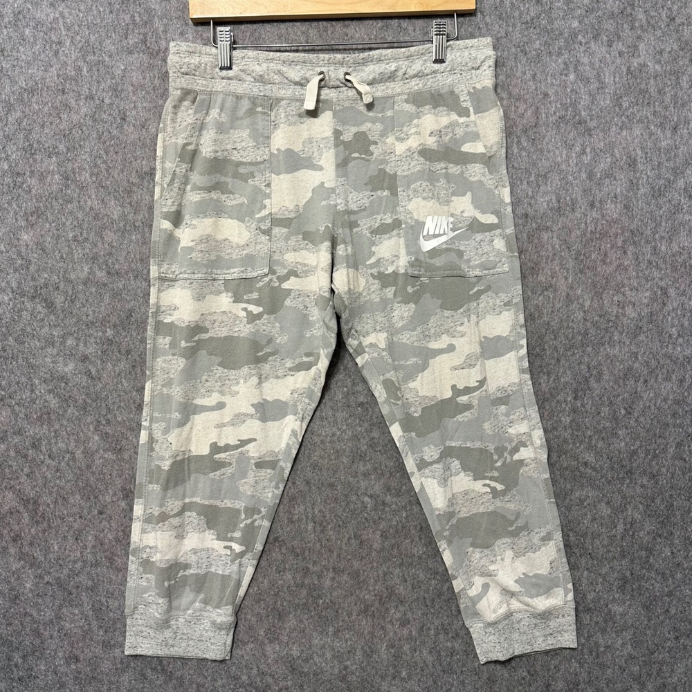 Nike Womens Sz‎ M Camo Joggers Grey Camouflage Sweatpants AQ0240-019